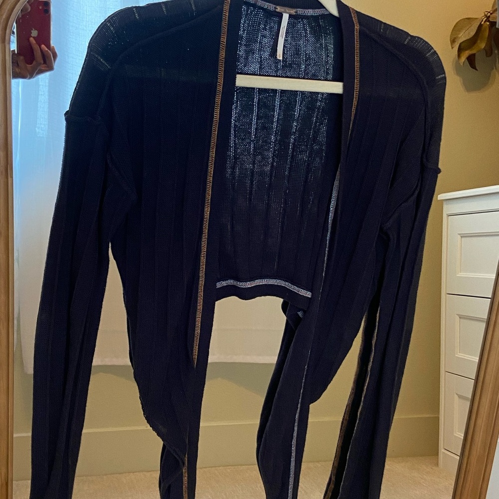 Free People long sleeve crop top with front ties